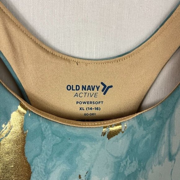 Old Navy High Neck Marble Gold Sports Bra Womens M Goddess Luxe Gym Athleisure - Picture 7 of 10